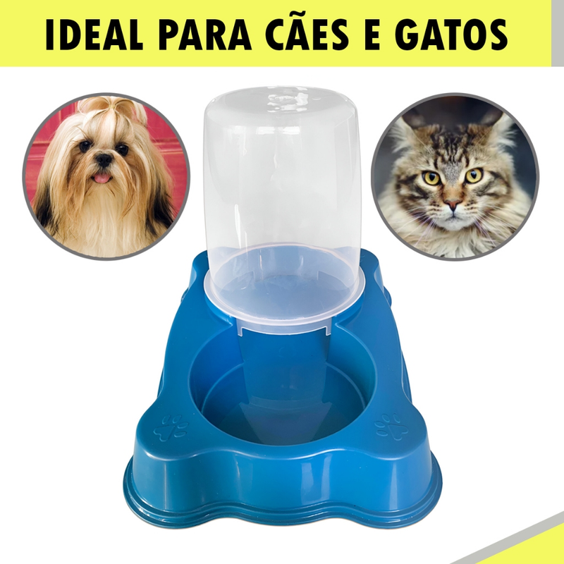 2 Comedouro/Bebedouro Dupla Função Dispenser Dosador 1 kg Ração/1,5 Litros Água Cães E Gatos