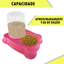 2 Comedouro/Bebedouro Dupla Função Dispenser Dosador 1 kg Ração/1,5 Litros Água Cães E Gatos