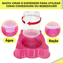 2 Comedouro/Bebedouro Dupla Função Dispenser Dosador 1 kg Ração/1,5 Litros Água Cães E Gatos